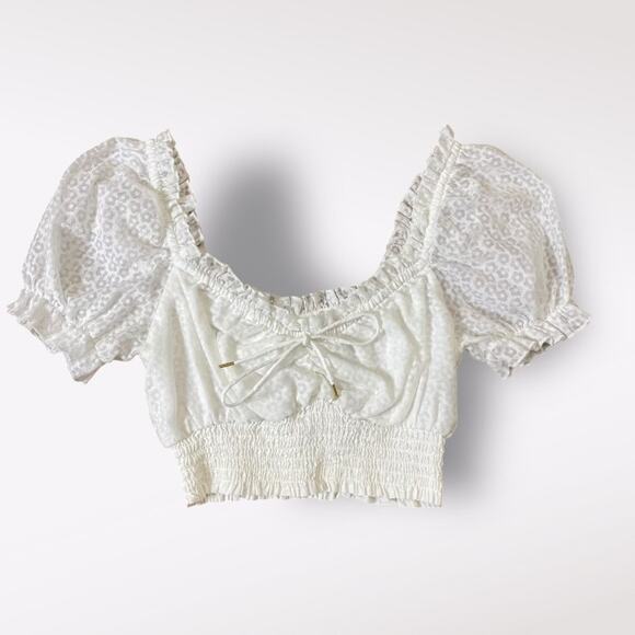Finders Keepers Eva Top Womens Size Medium White‎ Sheer Floral - Picture 1 of 9